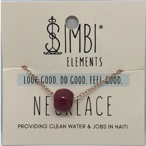 SIMBI Elements Rose Gold Tone Chain Necklace Clay Bead Handmade Haiti 14k plated